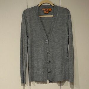 Tory Burch Gray Cardigan with Button Details